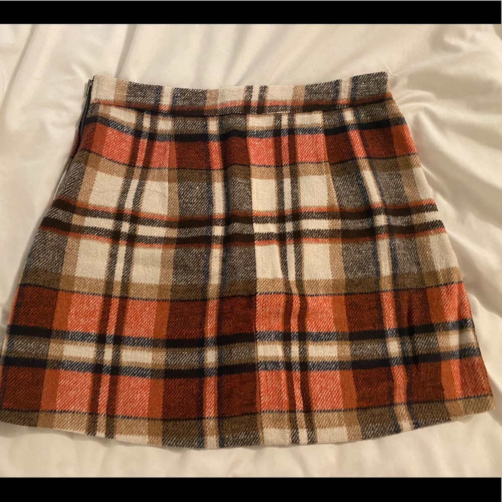 Lulus Mad for Plaid Cream/Orange Plaid Mini Skirt